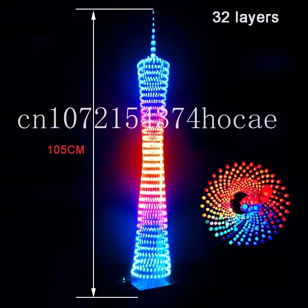 

Bluetooth welding kit, colorful Guangzhou Tower, 32 floors, X32 columns, LED light cube, music score, unassembled