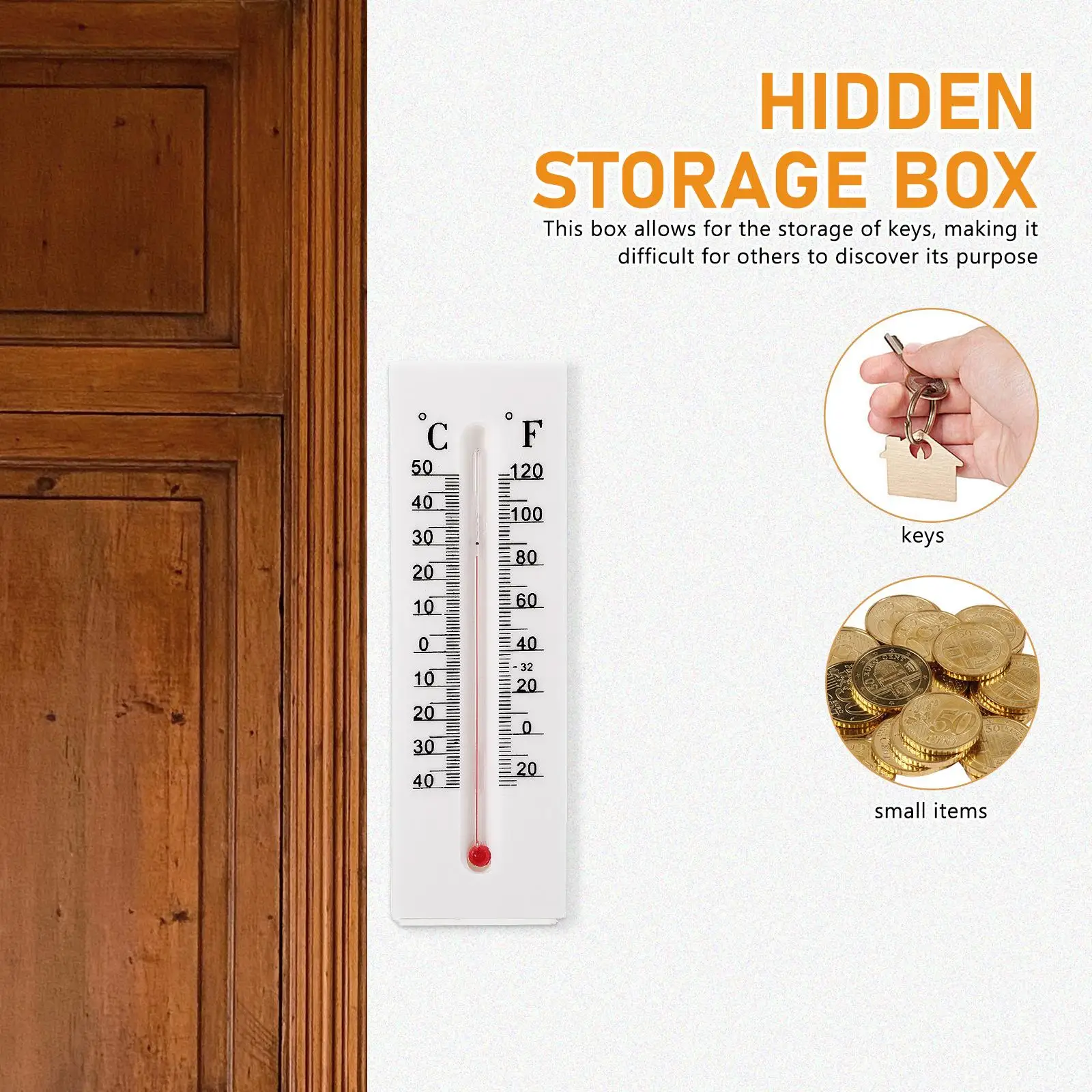 2 Pcs Key Decorator Office Hider Wall Thermometer For Garage Outdoor Outside Gate