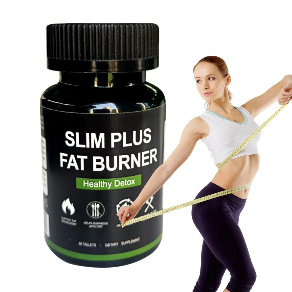 Slimming Plus Fat Burner Capsules Support Appetite Healthy Intestinal Detoxificatio Burn Fat Calories Promote Metabolism 60pcs