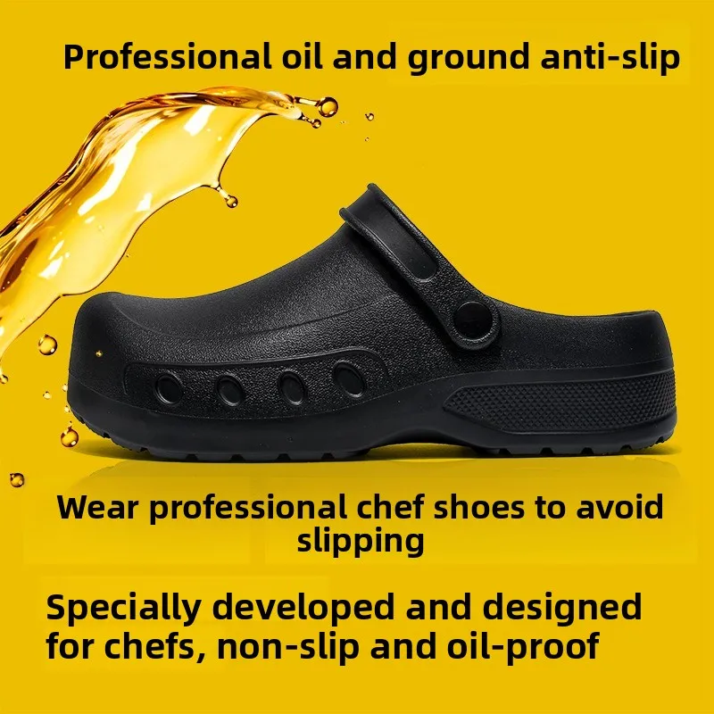Men's Chef Kitchen Shoes for Men EVA Injection Anti-slip Slippers Outsole Comfortable Garden Clogs Waterproof Sandals Size 39-50 image 3