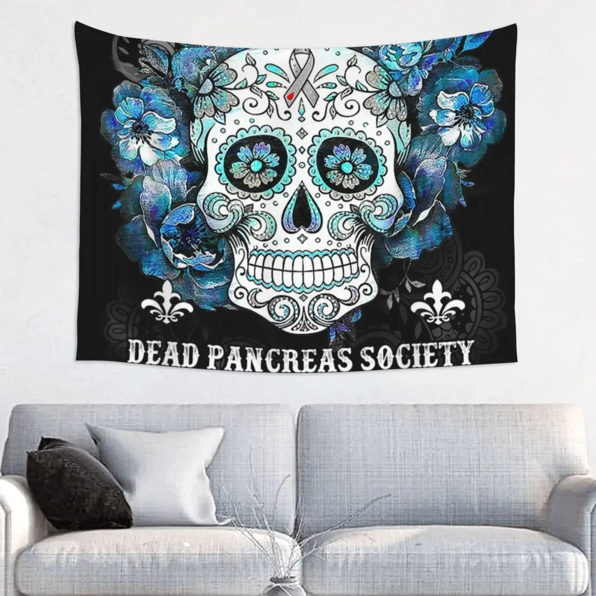 Гобелен в стиле хиппи с изображением сахарного черепа из жизни и поджелудочной железы для гостиной, украшение постельного белья, гобелены, домашний декор