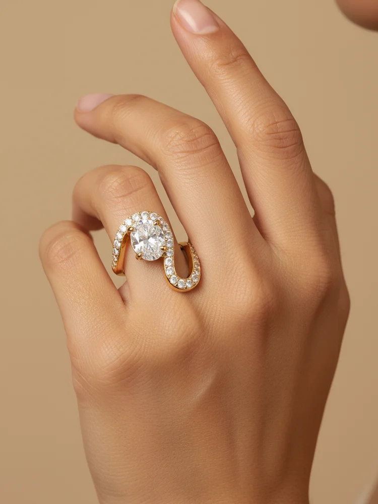 خاتم من الفضة الإسترليني عيار 925 رائع على شكل بيضاوي من الزركون للنساء للخطوبة والزفاف والذكرى السنوية مجوهرات راقية عالية الجودة #3