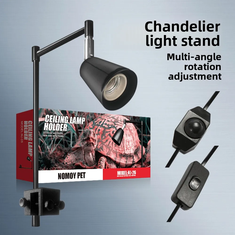 NOMOY Reptile Lamp Stand with Adjustable Clamp - 360° Rotatable & Extendable Aquarium Light Holder for Turtle Tanks, Fish Bowls