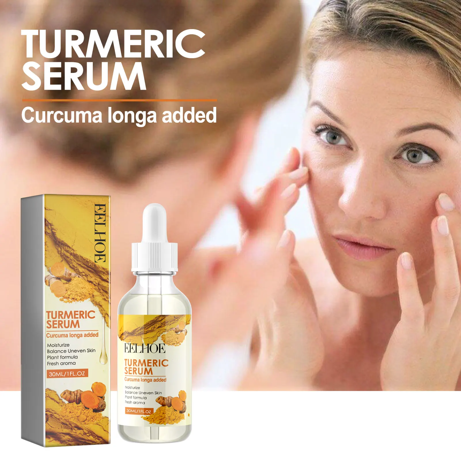 EELHOE Turmeric Nourishing Serum Anti Wrinkle Dark Spot Lightening Pigment Melanin Remove Acne Treatment Facial Whitening Care