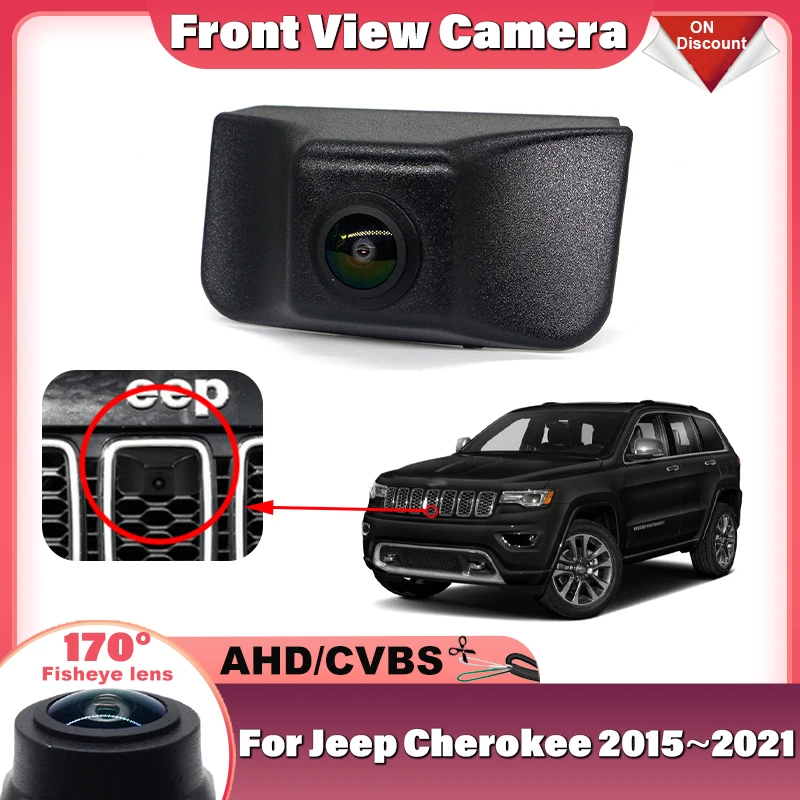 

170° AHD CCD Car Front View Parking Night Vision Positive Waterproof Logo Camera For Jeep Cherokee 2015 2016 2017 2018 2019 2021
