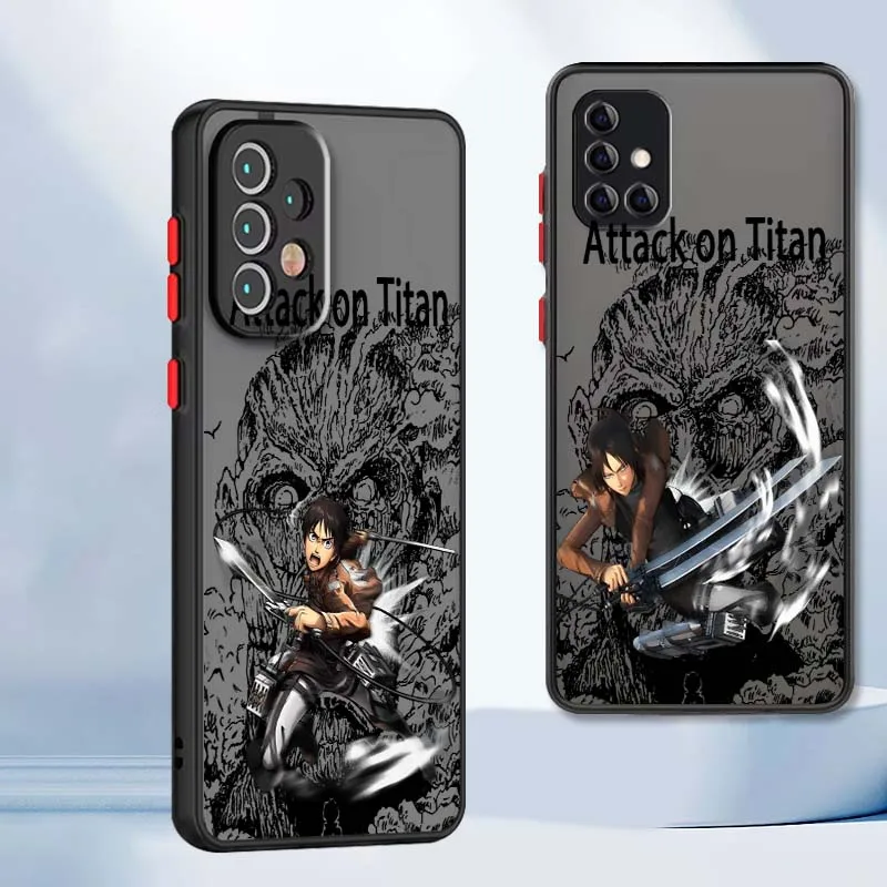Attack on Titan Fashion Anime For Samsung A73 A72 A71 A55 A54 A53 A52 A51 A35 A25 A15 A14 5G Frosted Translucent Phone Case