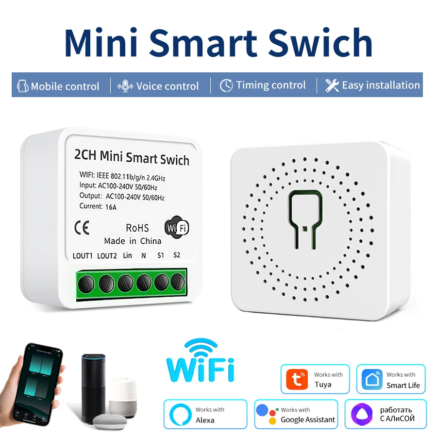 Tuya Smart WiFi Switch Relay 100-240V 16A 1/2CH Breaker Intelligent Interruptor Smart Life App يدعم Alexa Google Home Alice #1