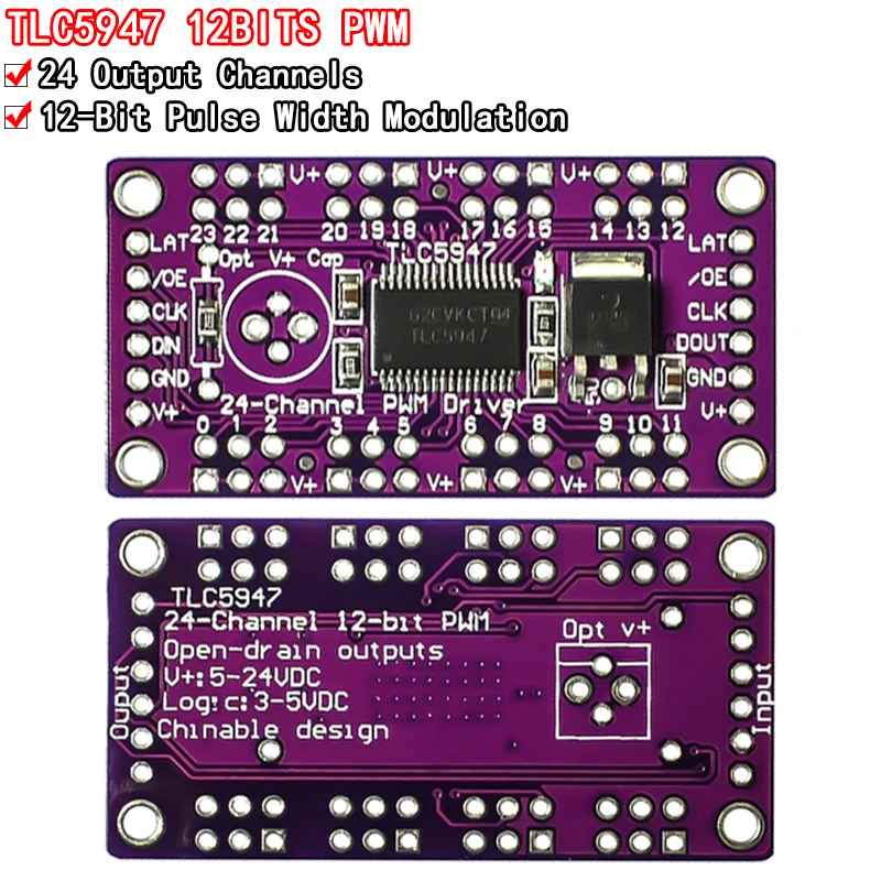 TLC5947 12-Bit 24-Channel PWM LED Driver Module With Internal Oscillator 12 Bit 3-5.5V