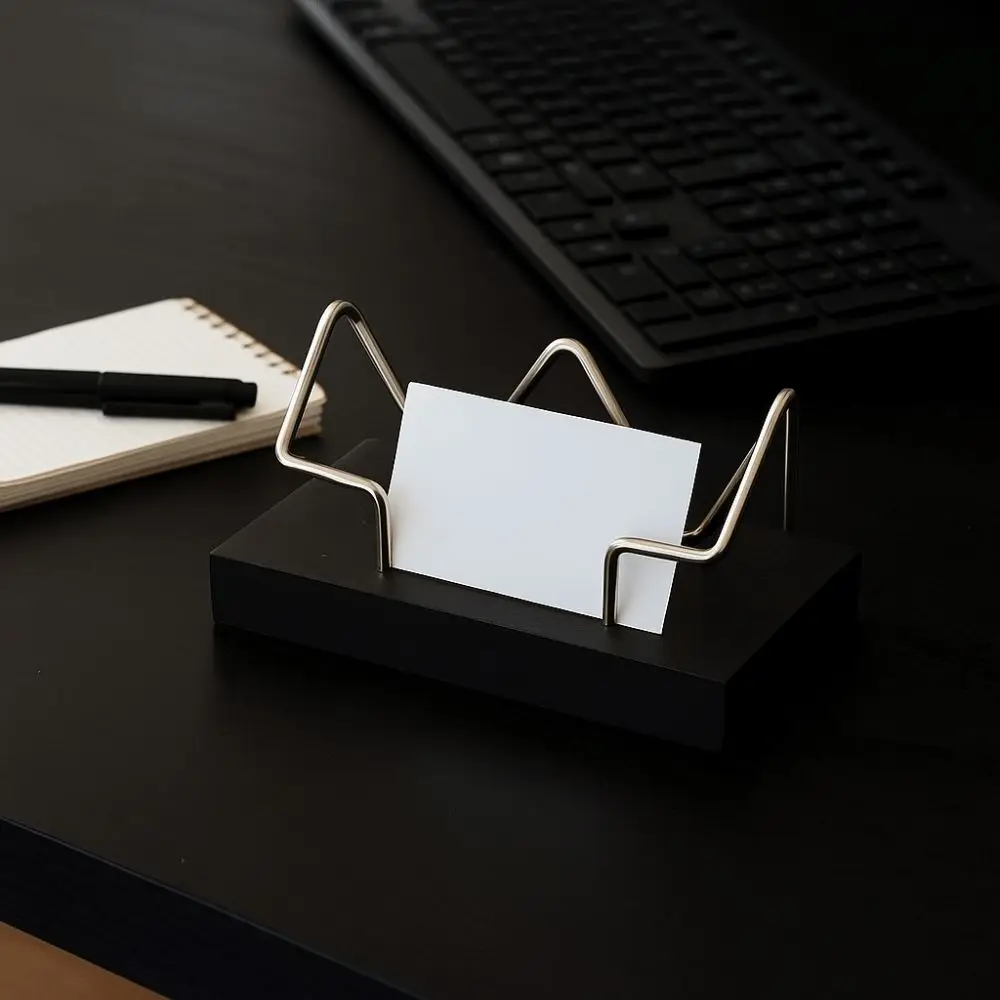 حامل بطاقة عمل خشبي عالي الجودة، صندوق تخزين مكتبي متين ومبتكر #3