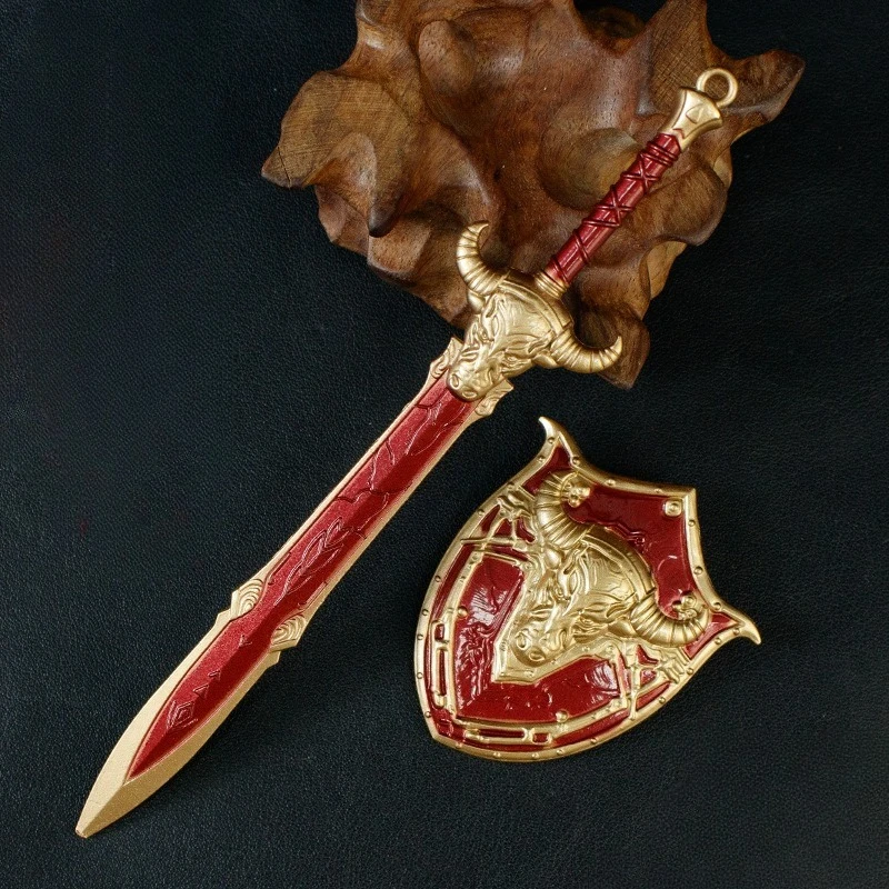 Modèle périphérique en métal World of Warcraft, 15cm, accessoires artisanaux avec un bouclier, décoration de bureau, ornements, cadeaux, jouets