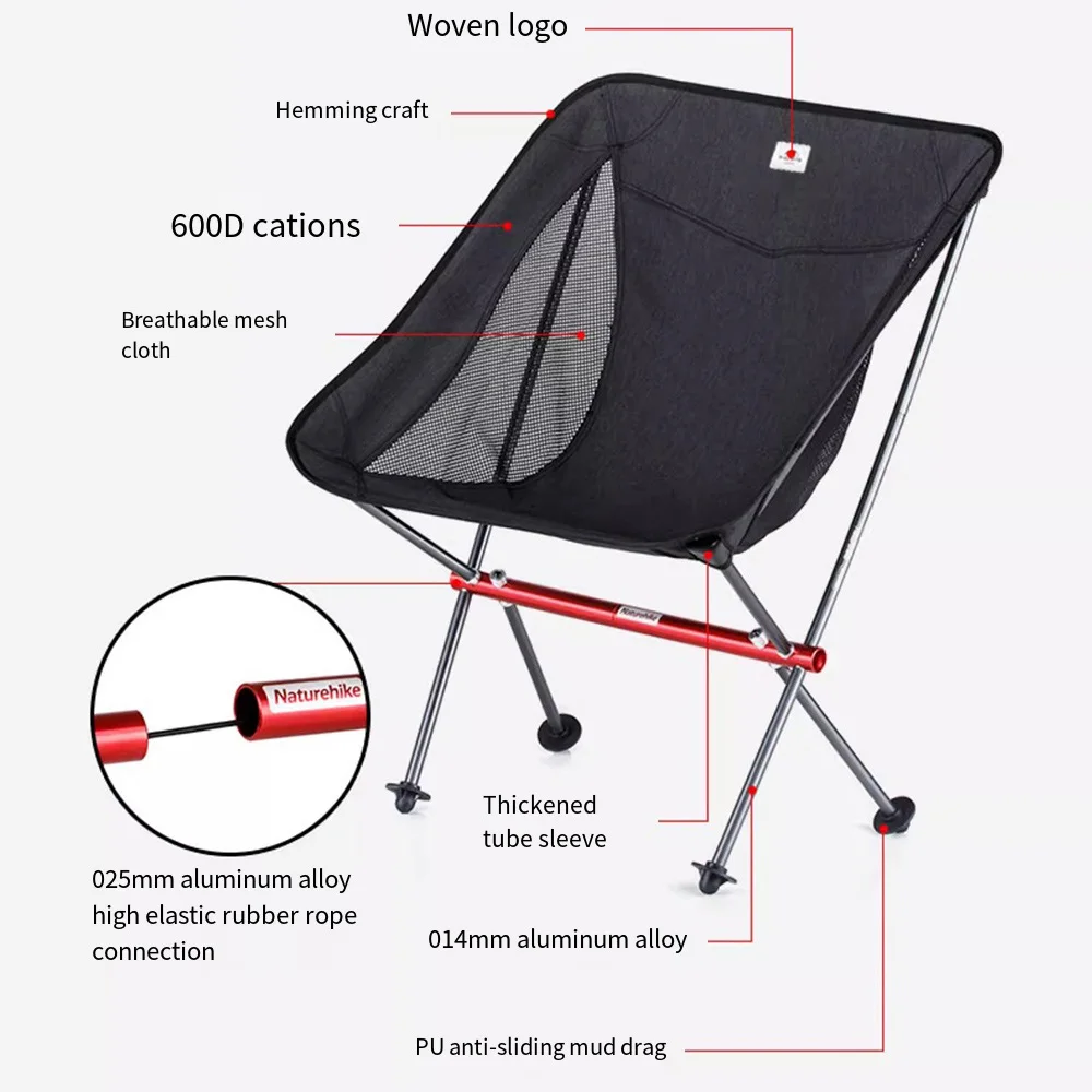 Naturehike Camping Moon Chair,Lightweight Portable Aluminum Alloy Seat Folding Backpack Chair,Outdoor Hiking Fishing Beach Chair