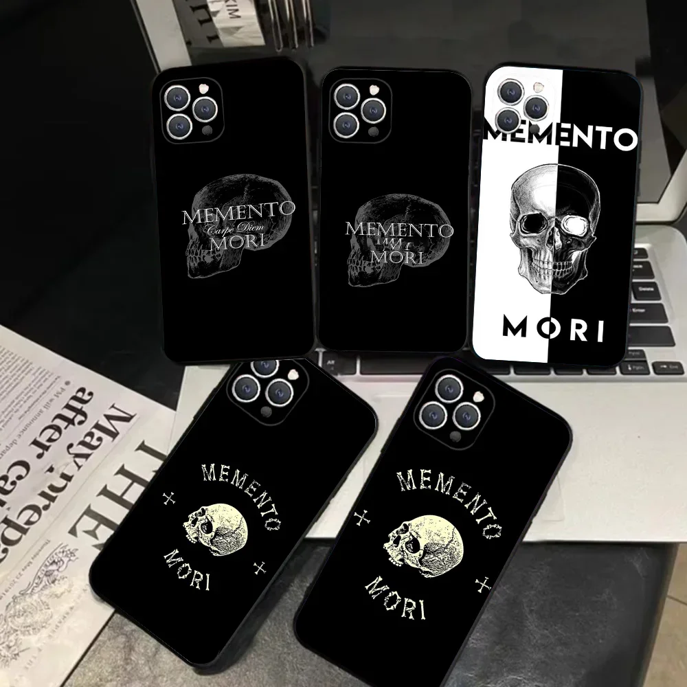 1pc Memento Mori Phone Case Silicone Soft For IPhone 16 15 14 13 12 11 Plus Pro Max Plus