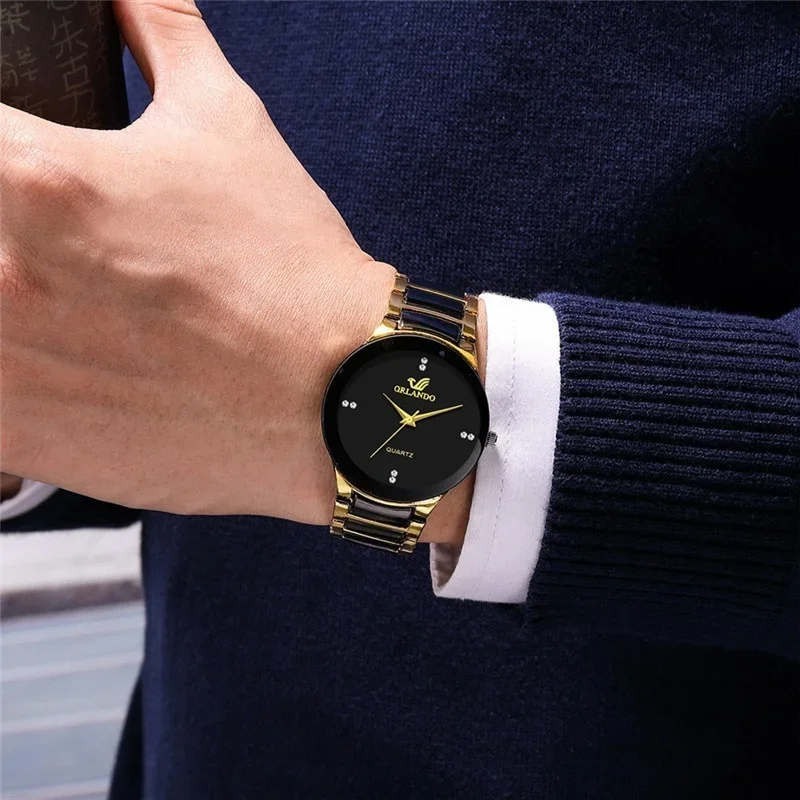 Fashion Men Business Watches Luxury Black Steel Band Male Analog Quartz Watch Relogio Masculino Reloj Hombre