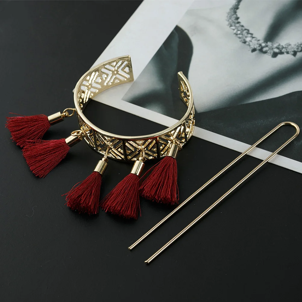 

2 шт., заколка для волос с полой кисточкой в стиле ретро, классическая заколка для волос в китайском стиле для банкета, держатель для волос в виде булочки, заколка в стиле ретро