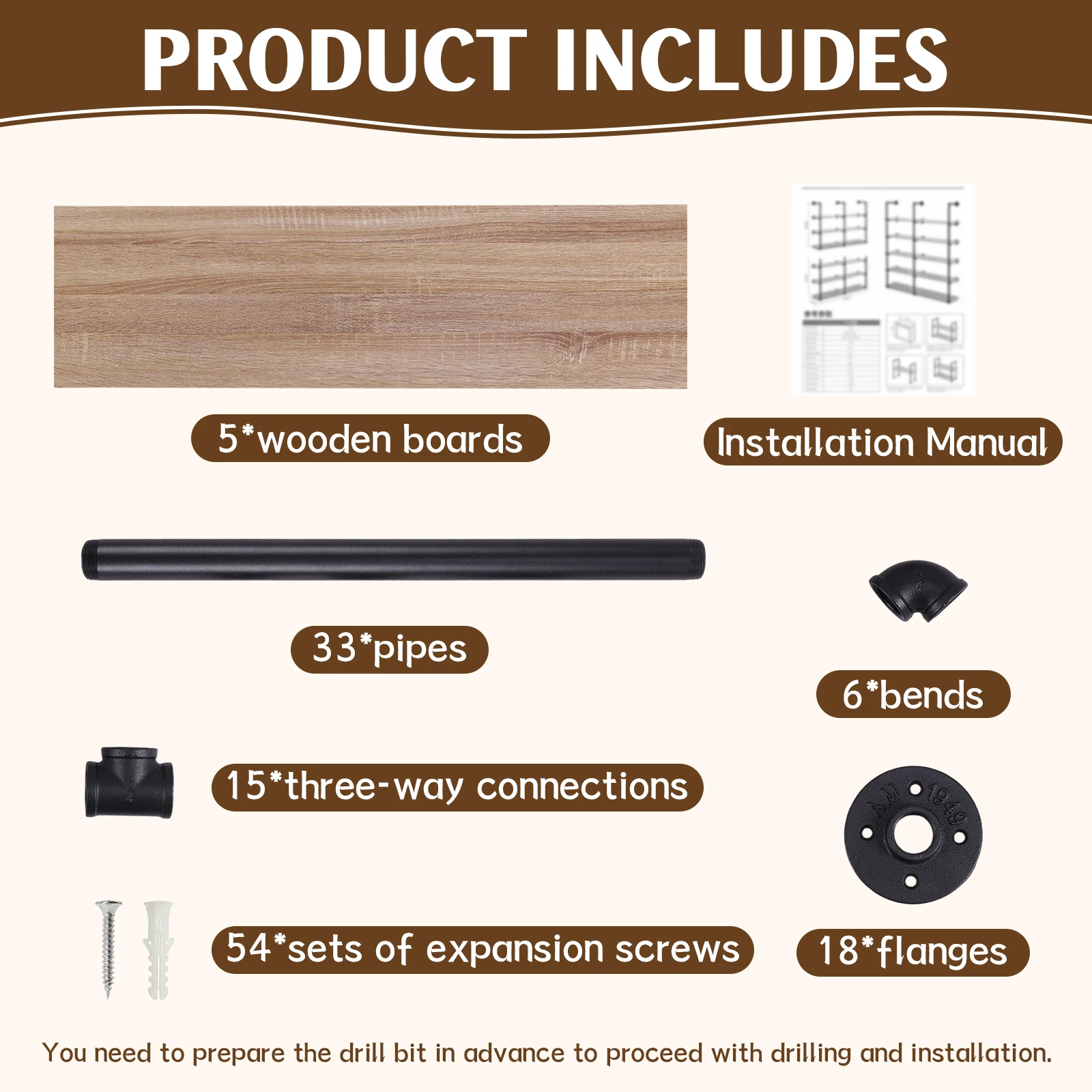 

Промышленный стеллаж из труб, 5-ярусный, 72 дюйма, с полками из массива дерева, в стиле рустик/фермерский дом, для кладовой и кухни