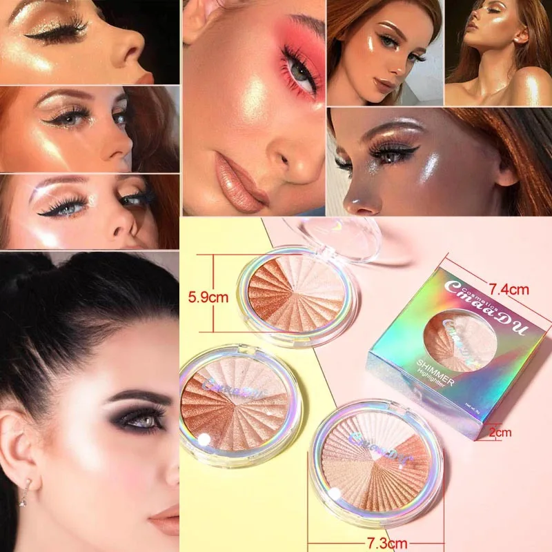 Nuova palette di evidenziatori al forno Formula impermeabile luccicante intenso multicolore per viso corpo tutto il giorno Trucco fotografico scenico