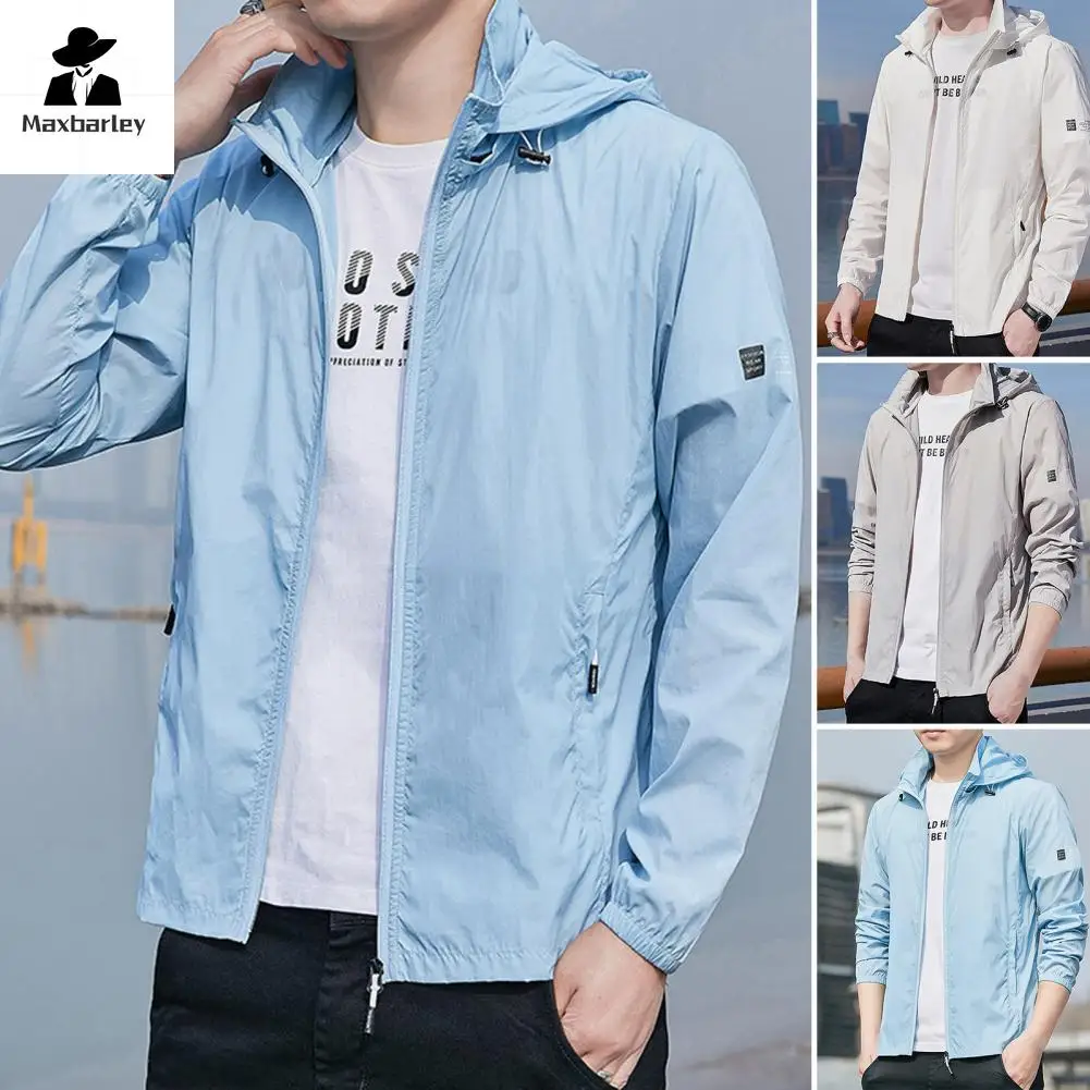 Hot！Sun Protection Coat Solid Color Long Sleeve Breathable Hooded Loose Anti-UV Summer Zipper Quick Dry Jacket for Outdoor