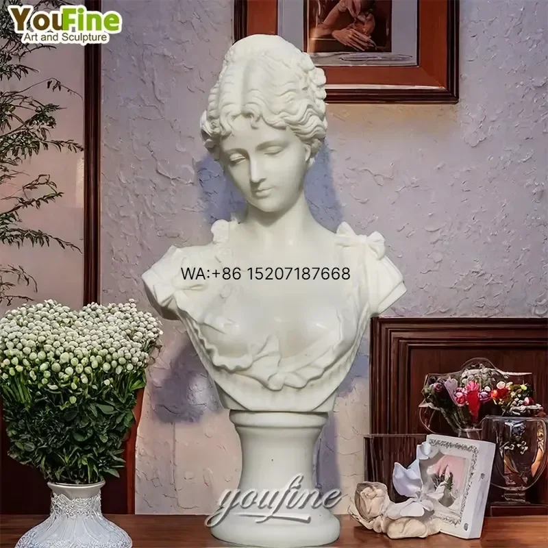 Wmwmnu Modern Female Marble Bust Head Statue Sculpture for Home Garden Decoration Villas