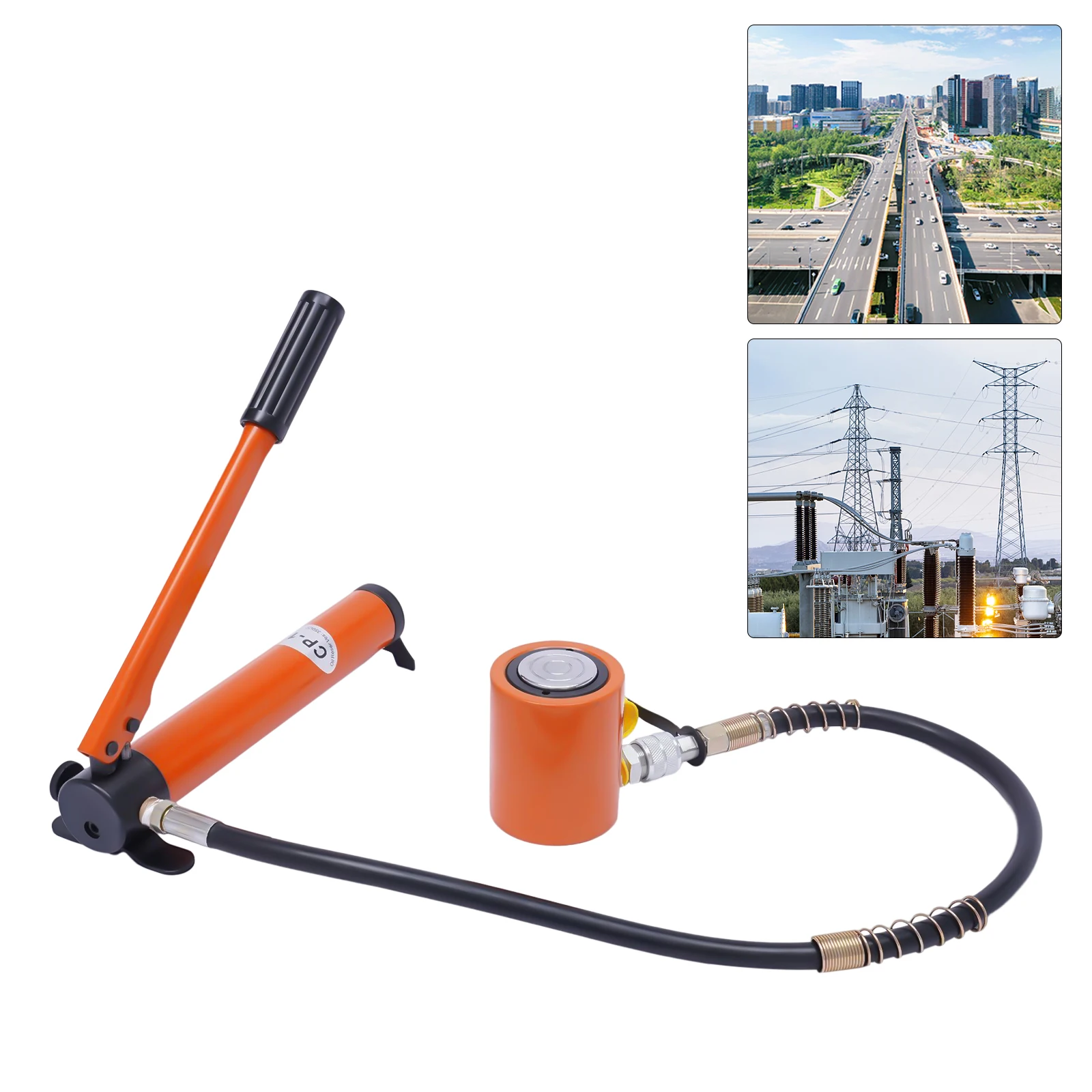 Mini cilindri di sollevamento a semplice effetto con corsa del cilindro idraulico arancione 20T con pompa idraulica a mano per la costruzione navale di macchine