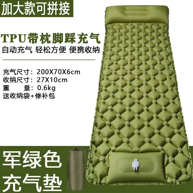 Matelas Gonflable Portable pour Camping en Plein Air, Polymère de Sol Pliable, pour DorPanier, Sieste, Lits d'Extérieur