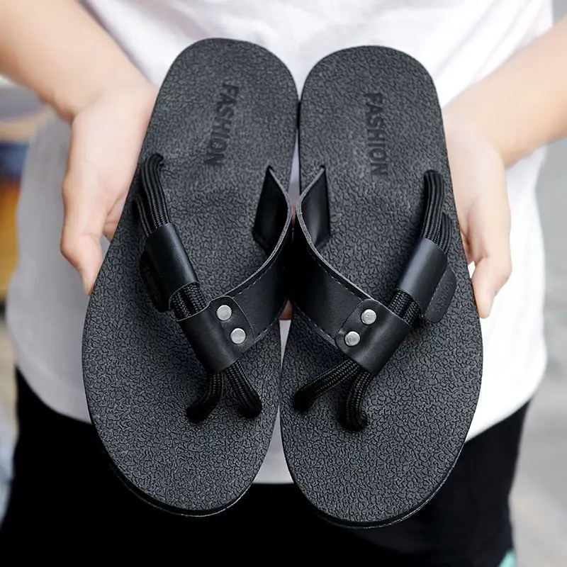 Men\'s Slippers Summer Fashion Youth Pinch Foot Deodorant Anti-Slip Outdoor Beach Sandals