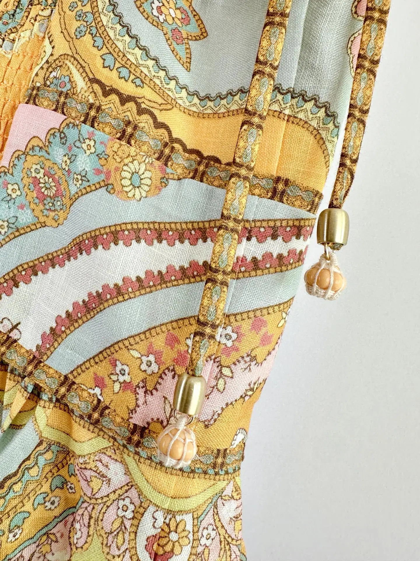 فستان متوسط الطول من الكتان مطبوع للنساء ، حزام سباغيتي ، جودة عالية ، مصمم مدرج ، صيفي