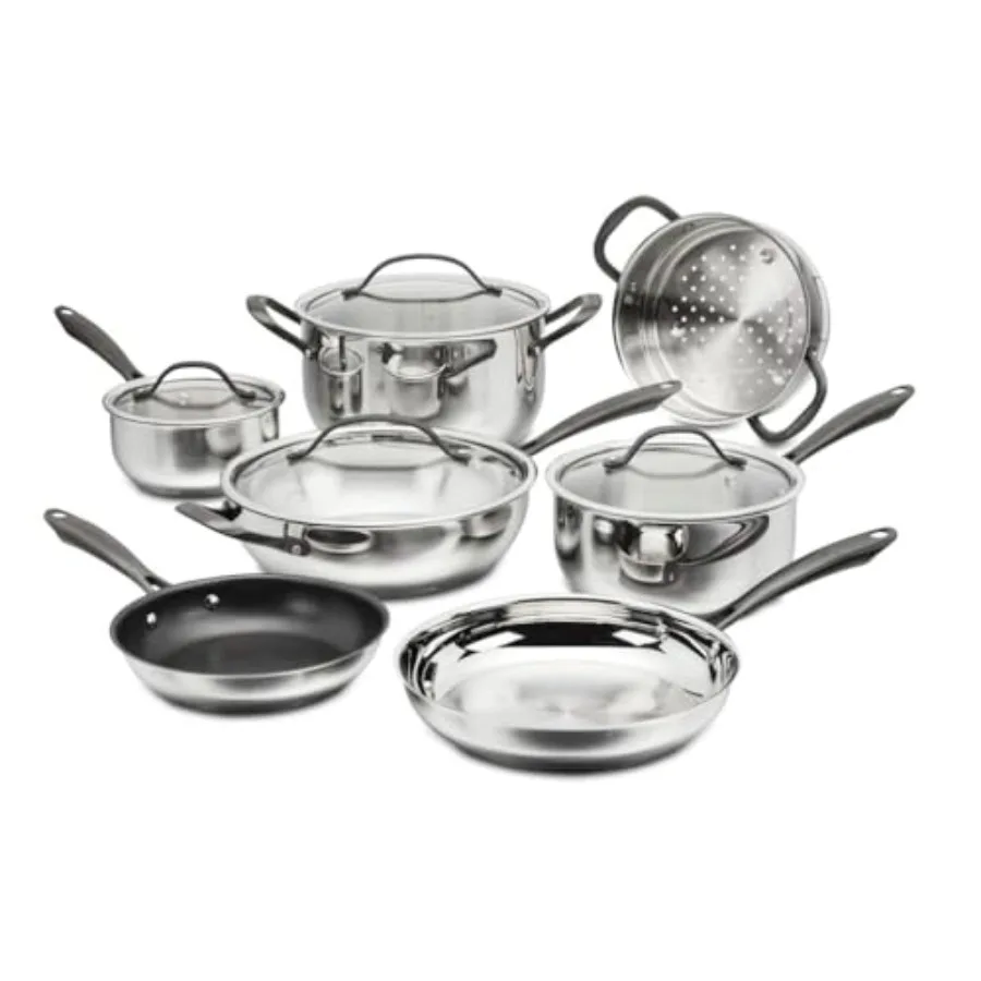 

RADIANT PRO 11Piece Stainless Steel Cookware Set with Brushed Titanium Finish for Modern Kitchens Durable NonReactiive Surface
