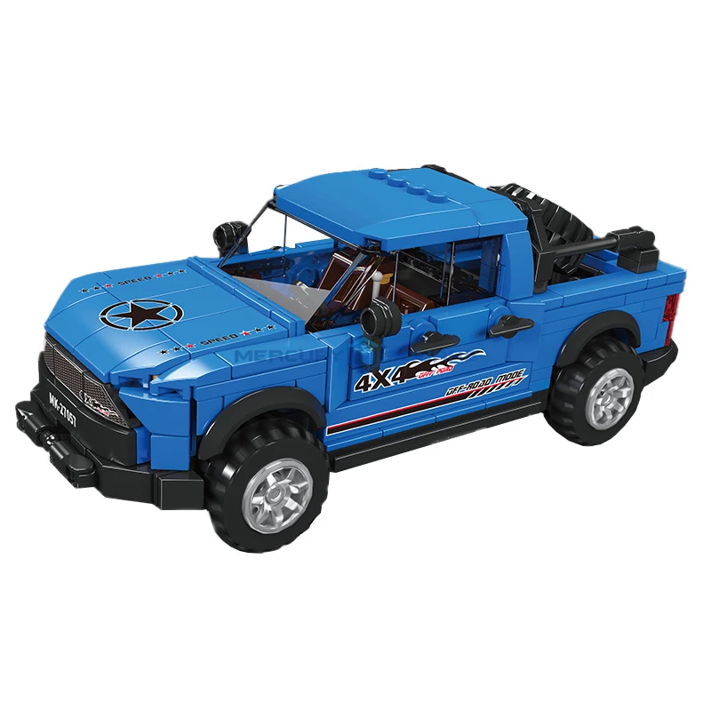 

Blue Classical Pickup Model Building Blocks Speed MOC 27057 Truck Van Lorry High Tech Vehicle Bricks DIY Toy Set Kids Boys Gift