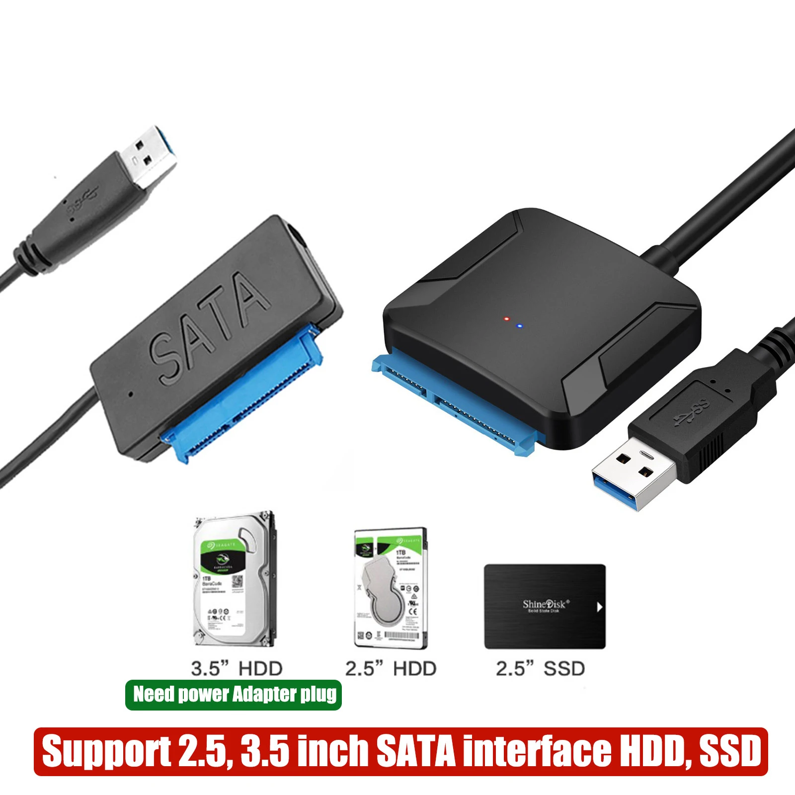 USB To SATA 3 Cable Sata to USB3.0 Adapter Cable Support 22Pin 2.5/3.5 inche External HDD SSD Hard Disk Computer Cable Connector