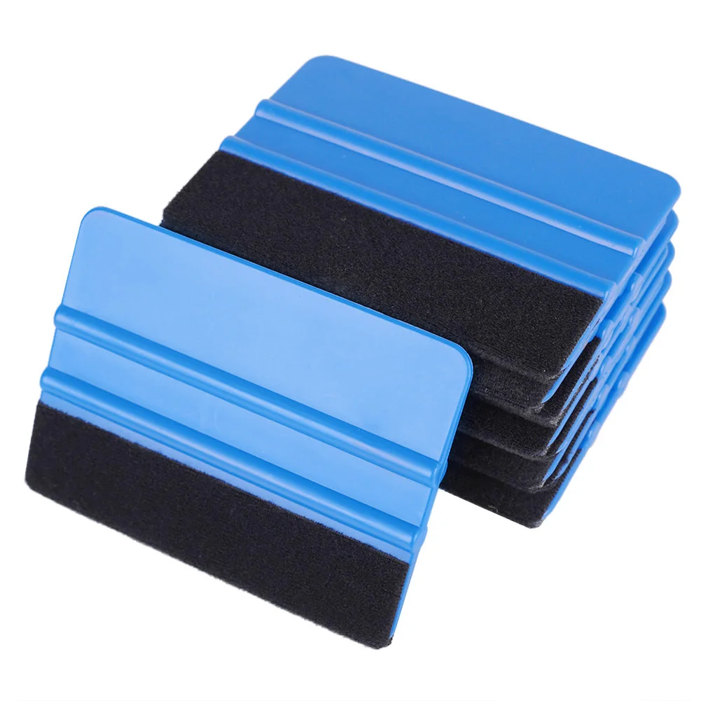 1/10Pcs 10x7cm Car Vinyl Carbon Fiber Window Ice Remover Cleaning Wash Car Scraper With Felt Squeegee Tool Film Wrapping