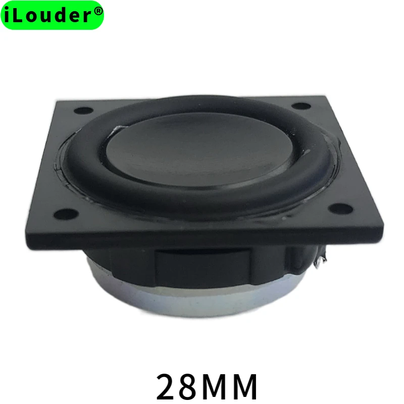 Alto-falante de graves quadrado de 28mm, 4 Ohm/8 Ohm, RMS 3W, mini áudio, ímã de neodímio, borda de PU, driver de subwoofer de 1 polegada (1 unidade)