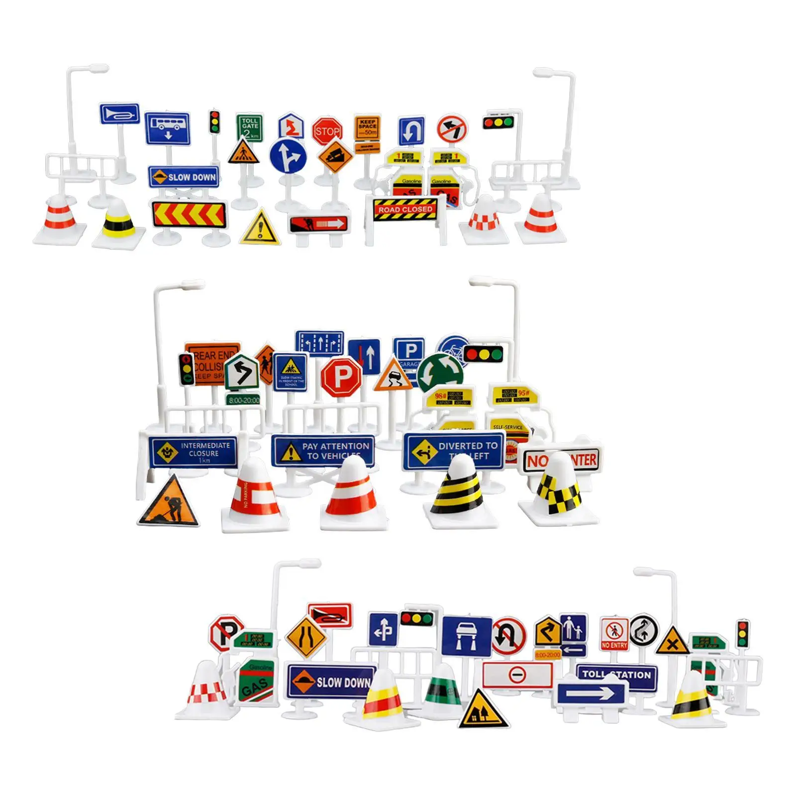 28 Pieces 1/64 Street Road Signs Playset Diorama Scenery Sand Table Layout Decoration Model Miniatures Traffic Signs Decor