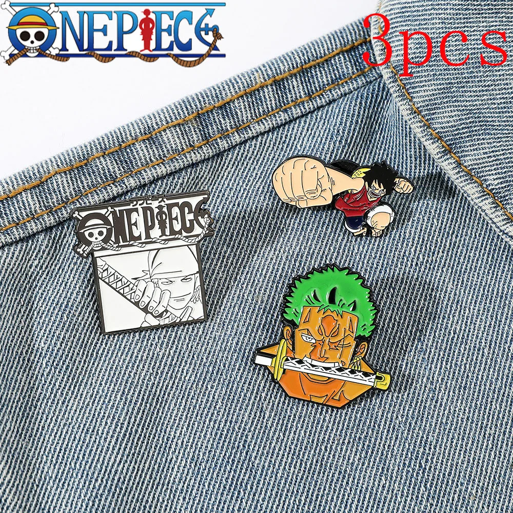 1set One Piece Brooch Luffy Roronoa Zoro Anime Figure Enamel Pin Jewelry Shirt Bag Badge Accessories Lapel Pin Decoration Gifts