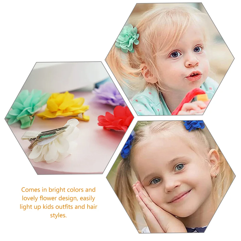 

20Pcs Flower Hair Clips 2.4in Mini Chiffon Cute Random Color Toddler Accessories