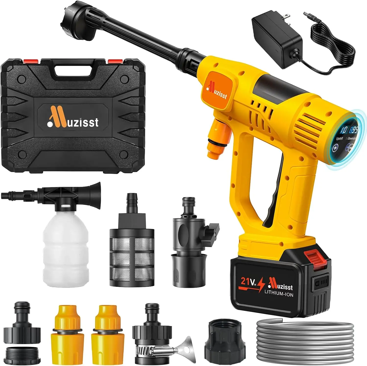 

Portable 900 PSI Cordless Pressure Washer with 6-in-1 Nozzle, Battery Powered for Car & Garden Cleaning