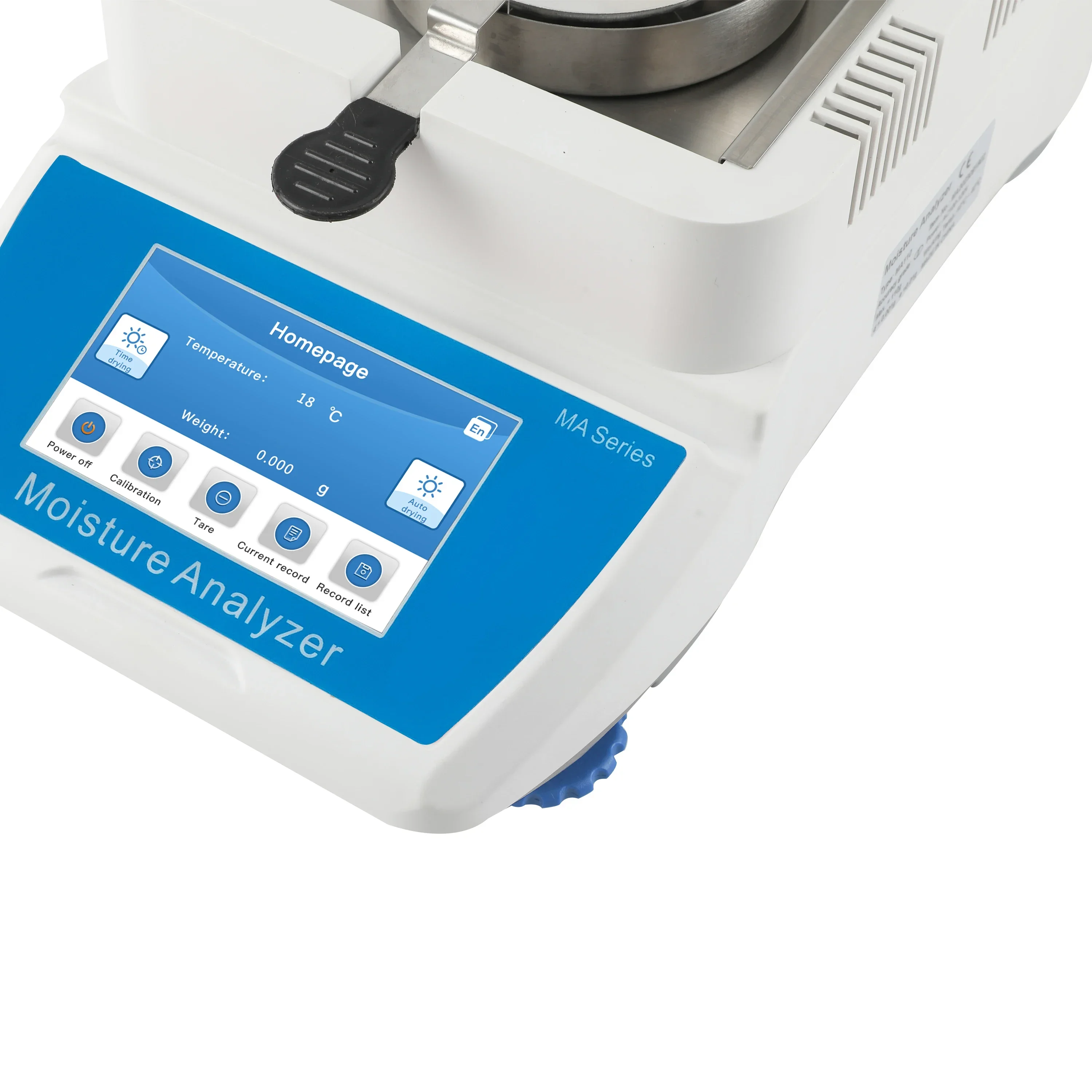 

Уникальный MA100-3H-T 100 г 0,001 г Медицинский пищевой галогенный светильник Лабораторный галогенный анализатор влажности с сенсорным экраном