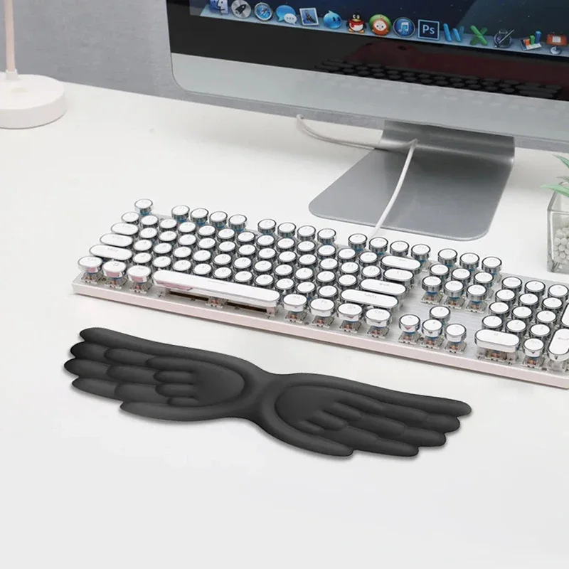 

Подставка для запястий в форме крыльев ангела, противоскользящая силиконовая эргономичная защита для запястья из пены с эффектом памяти, настольный коврик, набор ковриков для мыши