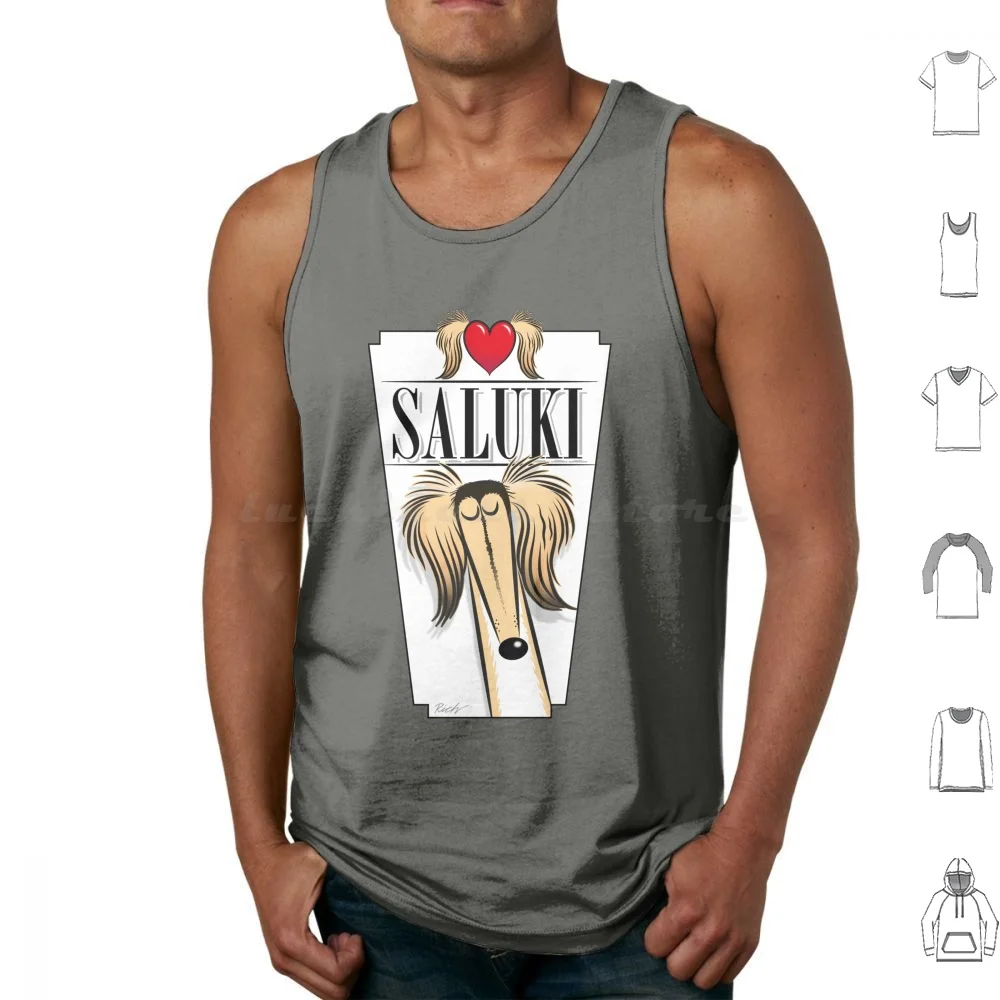 Love Saluki Tank Tops Print Cotton Saluki Hound Dog Cartoon Rich Skipworth Richskipworth Rich Skipworth Richard Skipworth