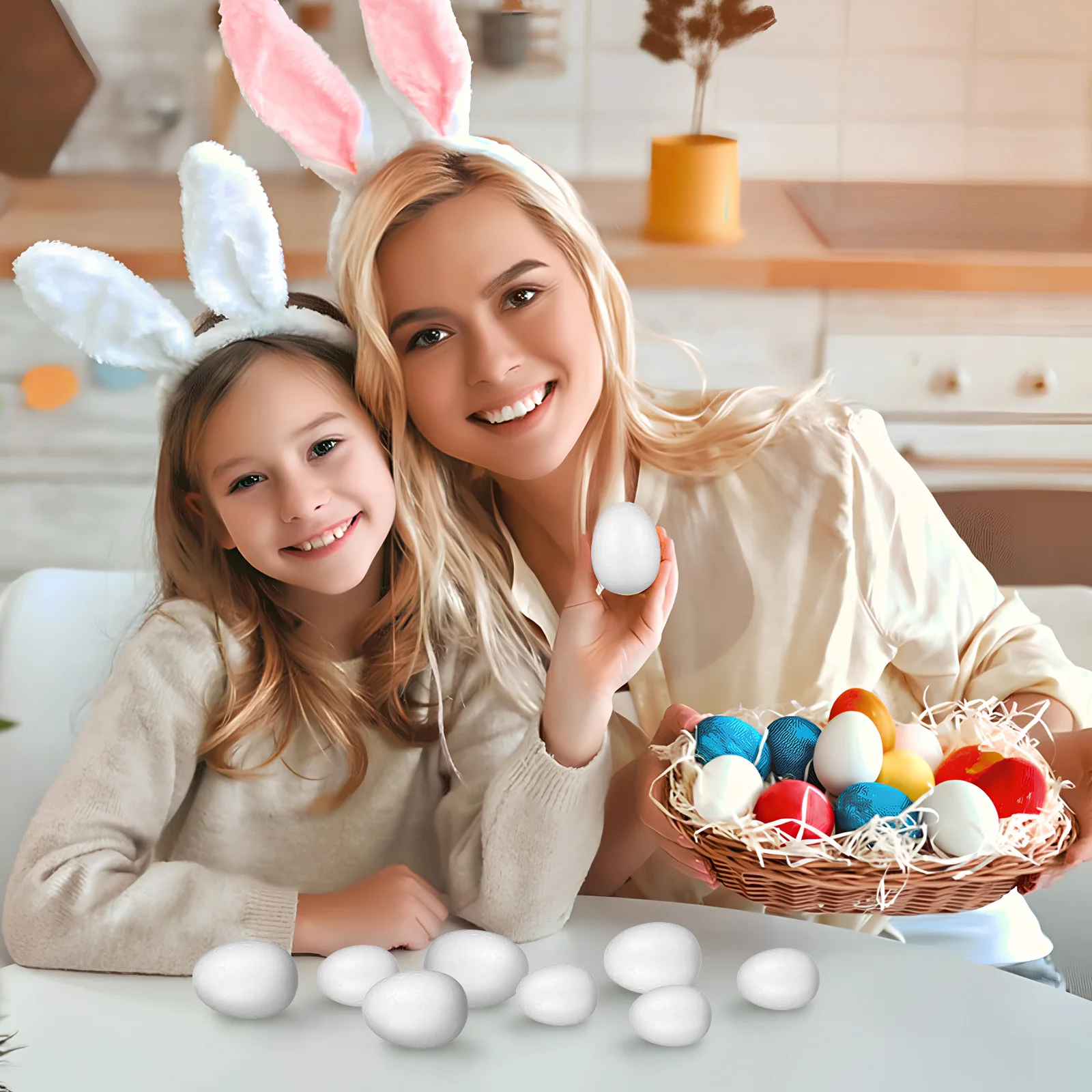 

40Pcs Foam Eggs for Crafts DIY Foam Egg Ornament Unpainted Craft Balls Easy to Decorate Kids Family Art Activity Lightweight