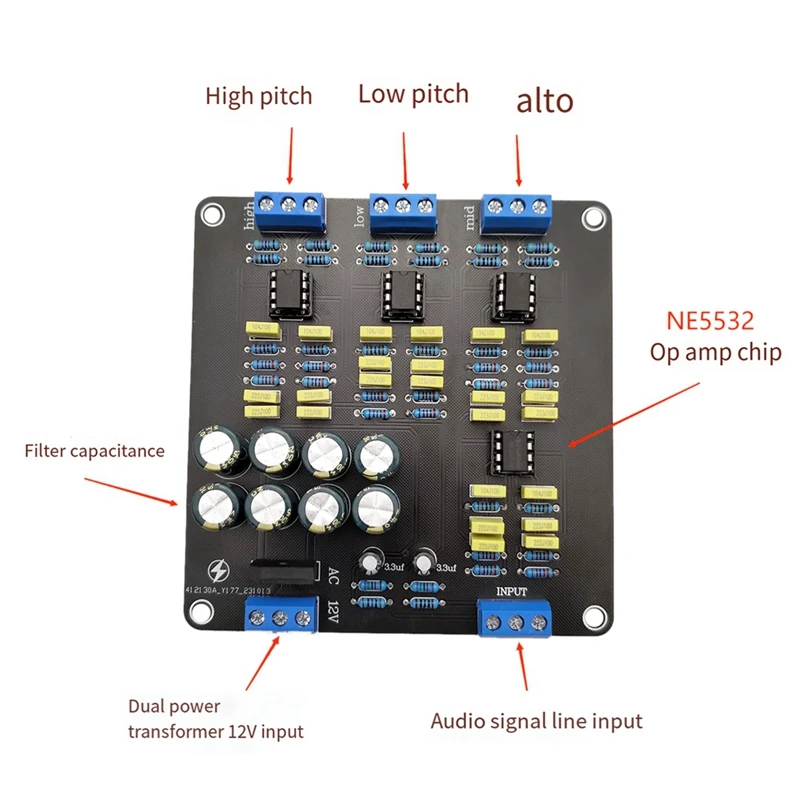 NE5532 Speaker Crossover Filter Dual-Channel 2.0 Stereo High/Mid/Bass 3-Way For DIY Speaker Amplifier Divider