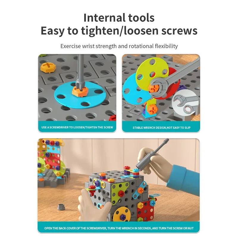 DIY ネジ取り外しブロック 早期学習 教育用組み立ておもちゃ 実践的なアクティビティは手先の器用さを刺激します
