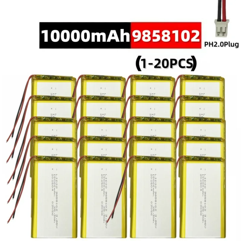 

9858102 10000mAh 1-10PCS Li polymer lithium battery 3.8V 9.8*58*102mm For power bank navigator tablet MID Batterie 3.7V
