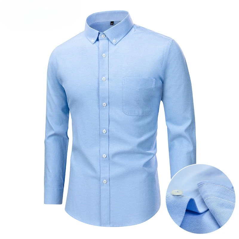 100% cotton Oxford spinning shirt 2026 spring new enzyme washed men's business casual non-ironing shirt wholesale
