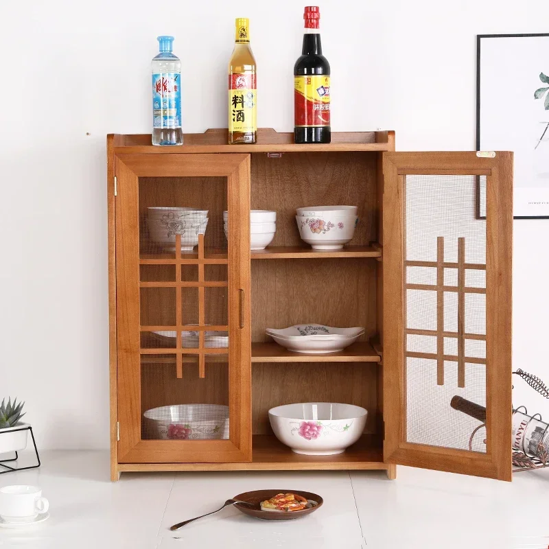 Small cupboard breathable mesh countertop simple cabinet kitchen leftover cabinet side storage