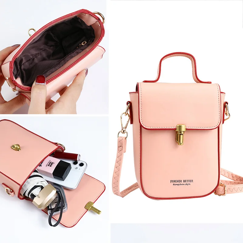 

Vintage Trend Mini Phone Bag Women's Versatile Fashion Soild Color Key Bag Messenger Bag Female Shoulder Bag