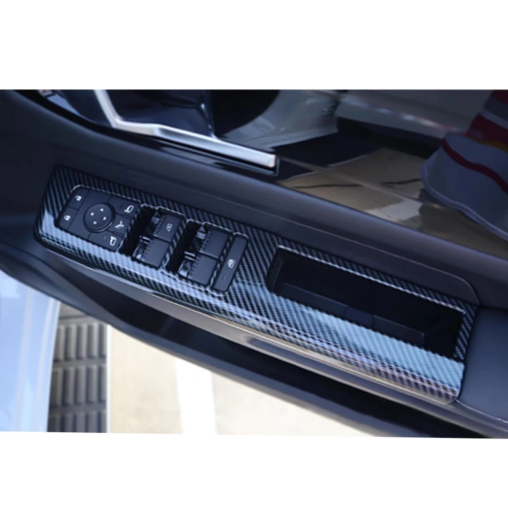 

4pcs For Mitsubishi Triton 2024 2025 Car Accessories Carbon Fibre Window Lift Cover Panel Trim Auto Interior Protector Stickers