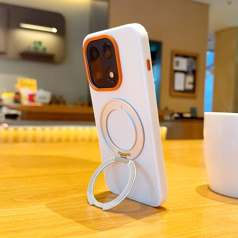 

For OnePlus 15 Magnetic Case ELVEV Shockproof PU Leather Hard PC Rotating Bracket Phone Cover