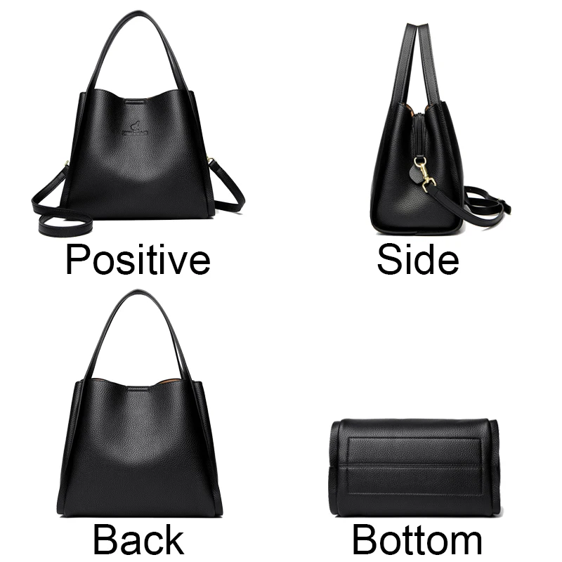 New 3-Layer Large Capacity Women\'s Shoulder Bag High Quality Soft Leather Female Handbag Retro Leisure Shopping Bags Sac a Main