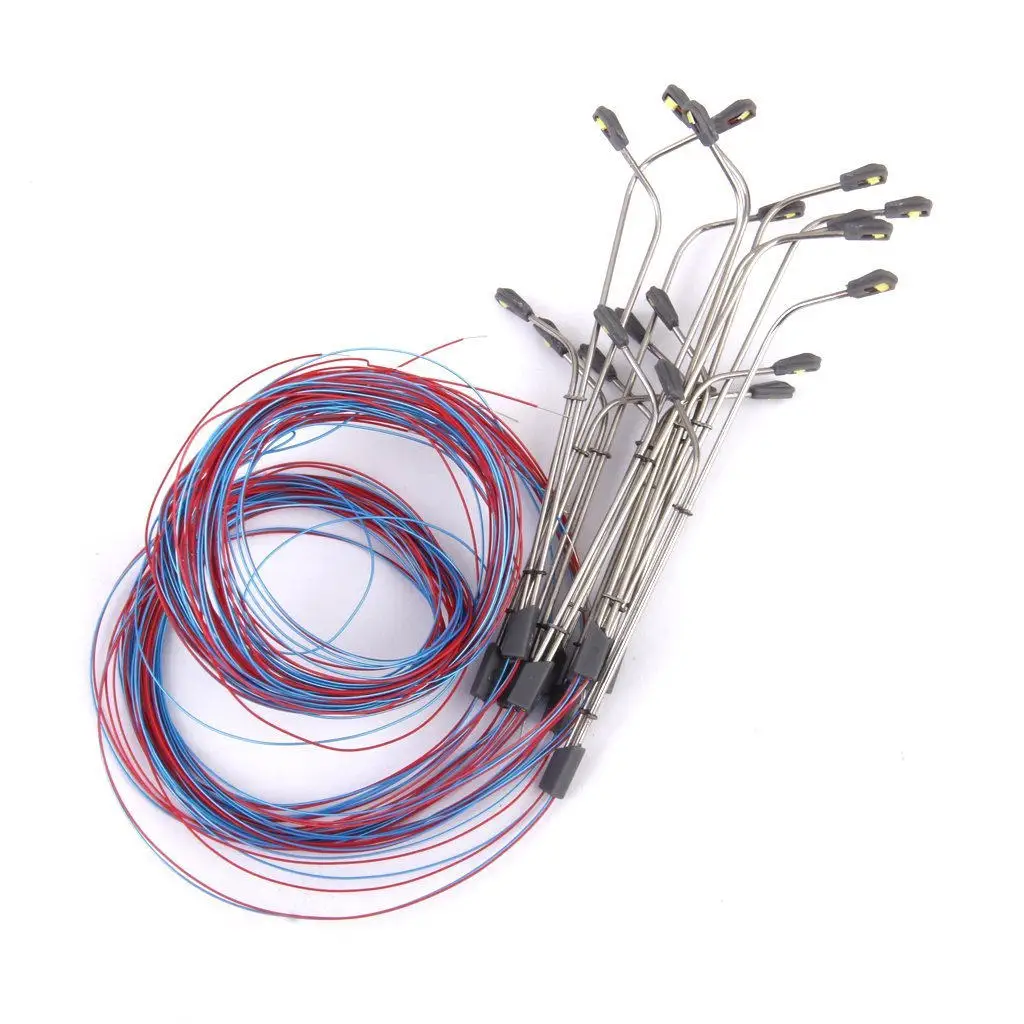 

10Pcs Scale 1150 Street Lamp Lamppost Dual Heads White Plastic 75Mm Height Scene Teaching Photography Decoration