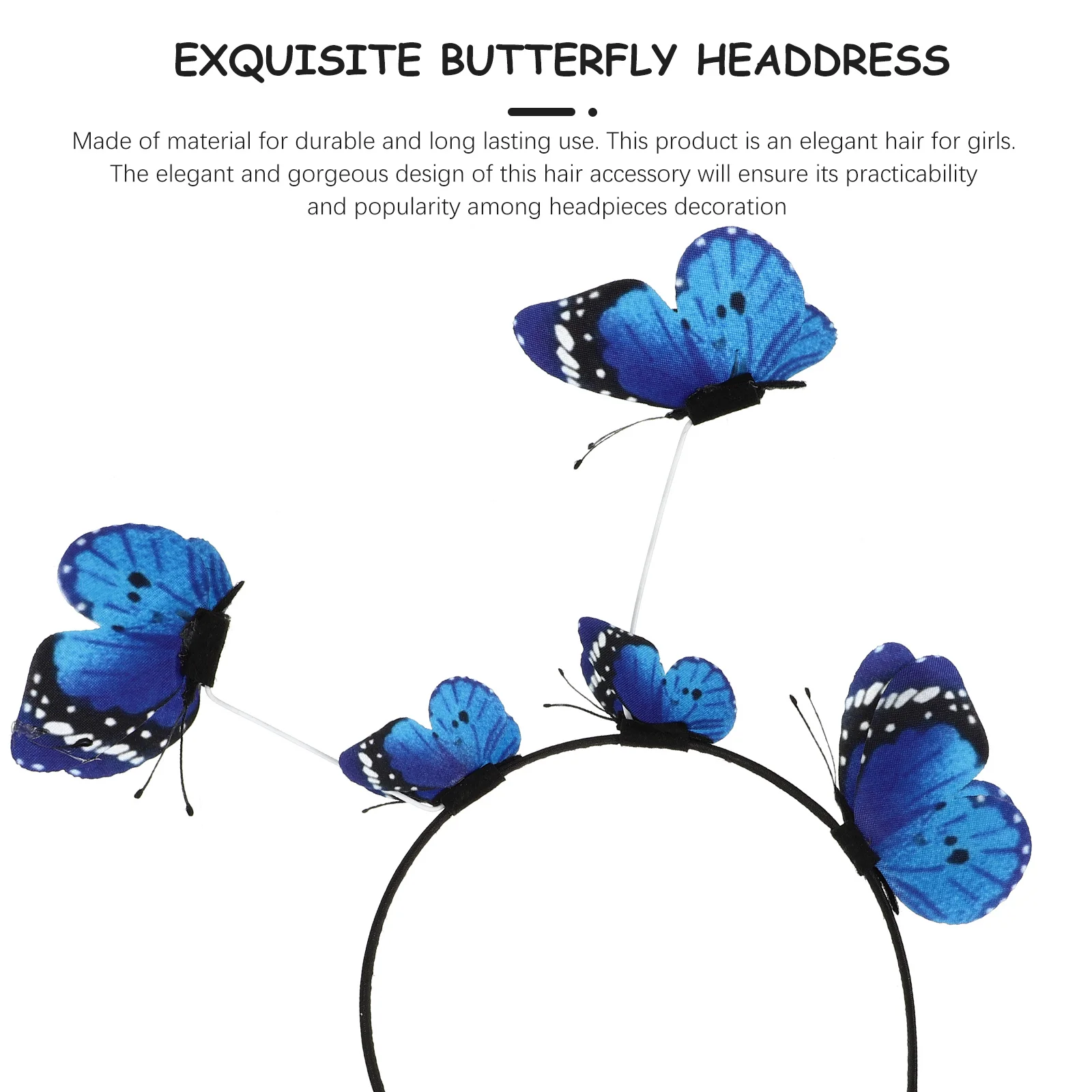 

1 шт., обруч для волос с бабочкой, синий прочный элегантный ободок для волос, вечерние головные уборы для косплея для женщин и девочек, обруч для волос с бабочкой